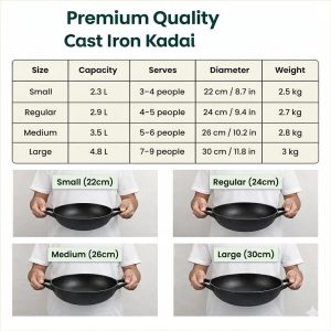 Cast Iron Deep Kadai 24 cm-4