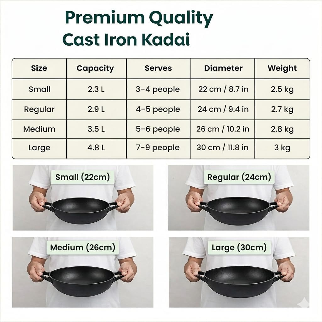 Cast Iron Deep Kadai 24 cm-4